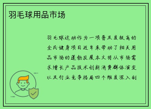 羽毛球用品市场